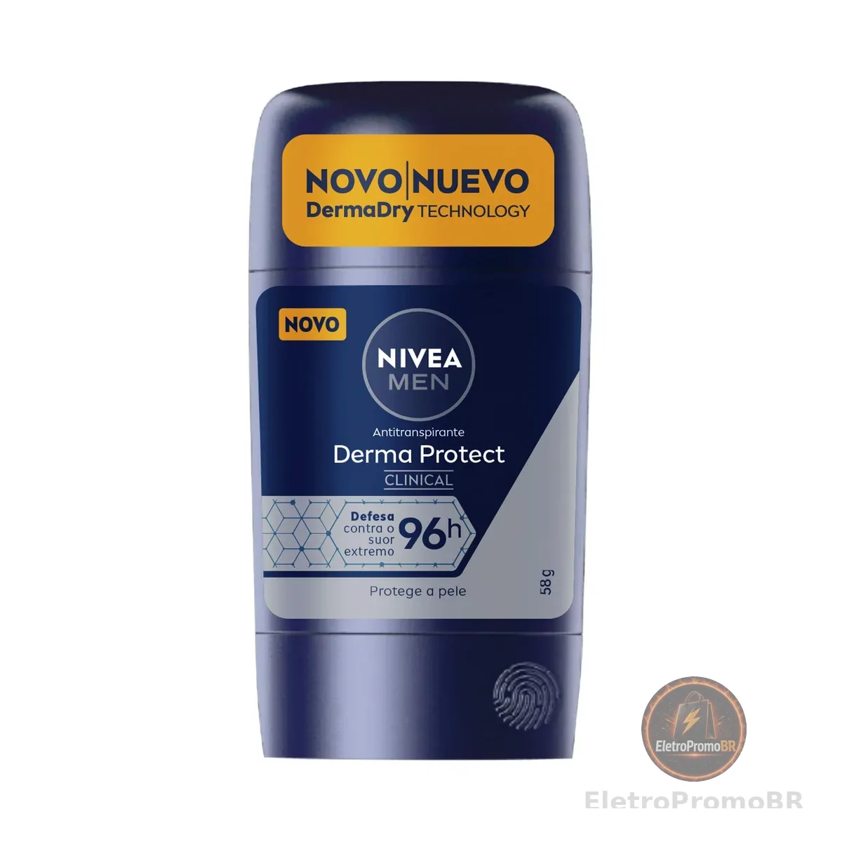NIVEA MEN Desodorante Antitranspirante Stick Derma Protect Clinical 58g, Defesa Intensa 96h, Controle de Suor Extremo, Toque Suave, Protege a Pele