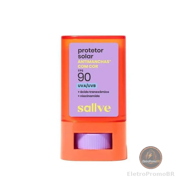 Sallve Protetor Solar Bastão Antimachas FPS 90 com Cor 3-15g