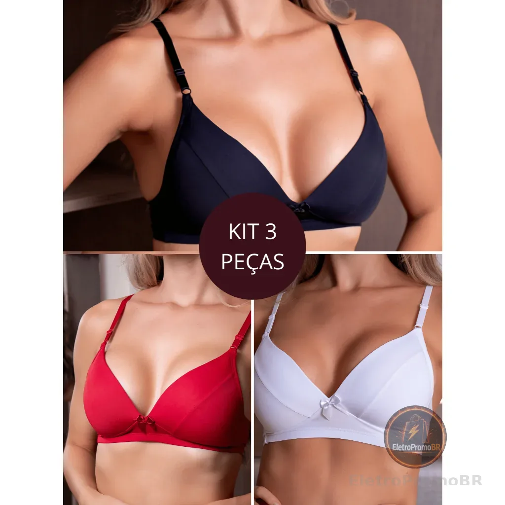 Kit 3 Peças - Sutiã Fernanda Com Bojo Soft Confortável Alça Regulável Atacado