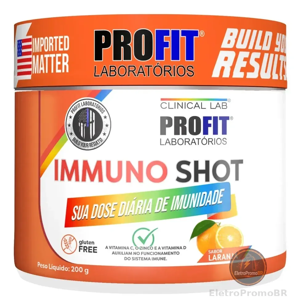 Immuno Shot ( Vit C + Vit D + Glutamina + Zinco) Profit Labs Sabor Laranja