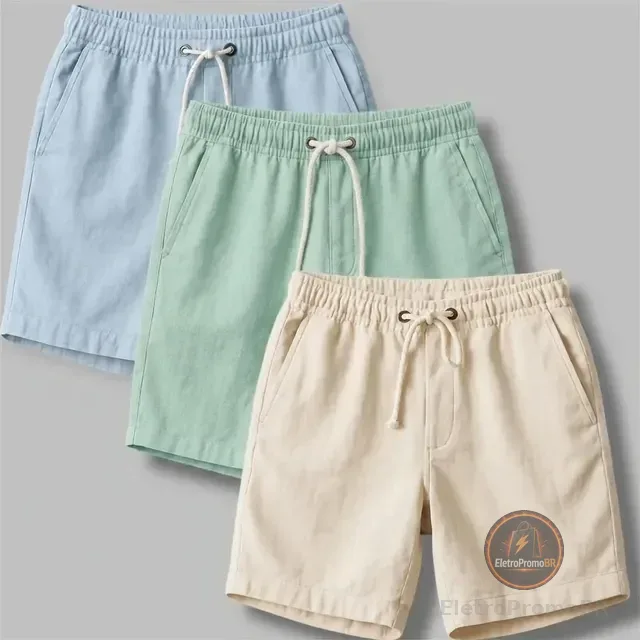 Kit 3 Shorts Masculino Bermuda Linho Verão Envio Imediato