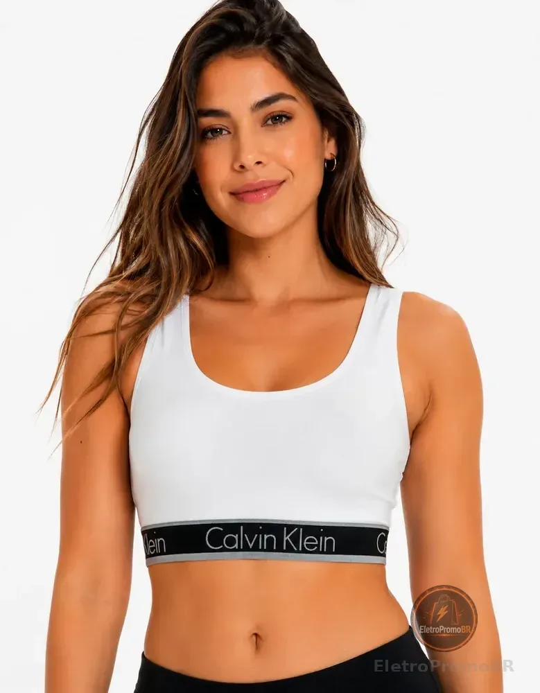 Top Regata Fitness Academia Cotton Calvin Klein Original Branco Liso M