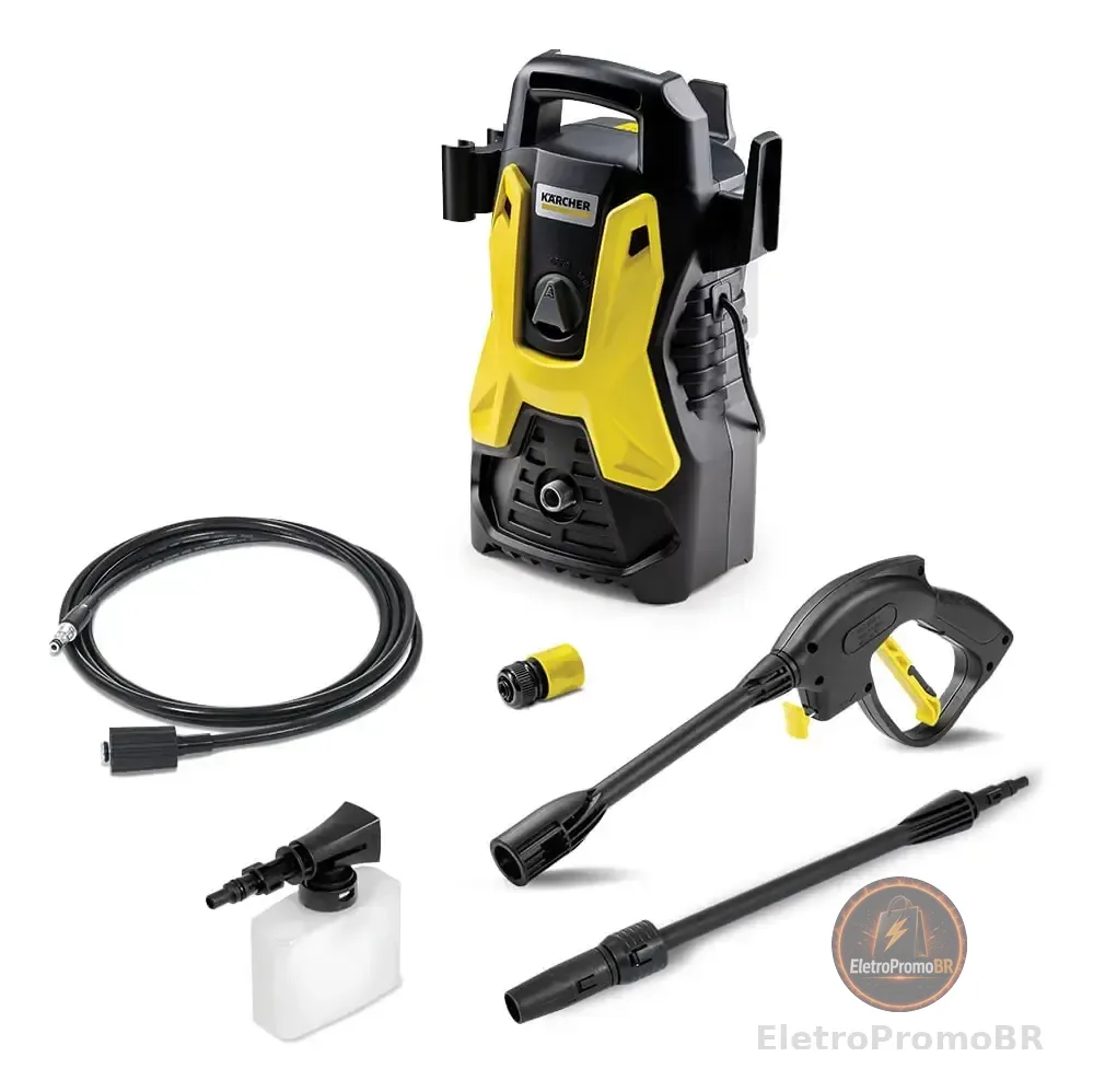 Lavadora De Alta Pressão Kärcher Prática Black 1500 Psi/libras 1400w 300l/h Com Aplicador De Detergente E Lança Regulável 220v