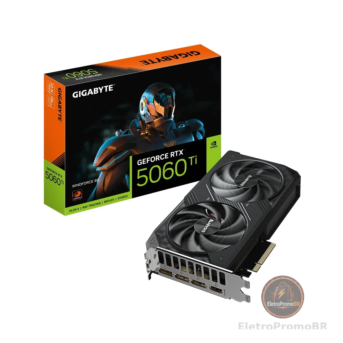 Gigabyte Placa de vídeo GeForce RTX 5060 Ti WINDFORCE 8G - 8GB GDDR7, 128bit, PCI-E 5.0, 2572MHz Core Clock, 3 x DisplayPort, 1 x HDMI, GV-N506TWF2-8GD
