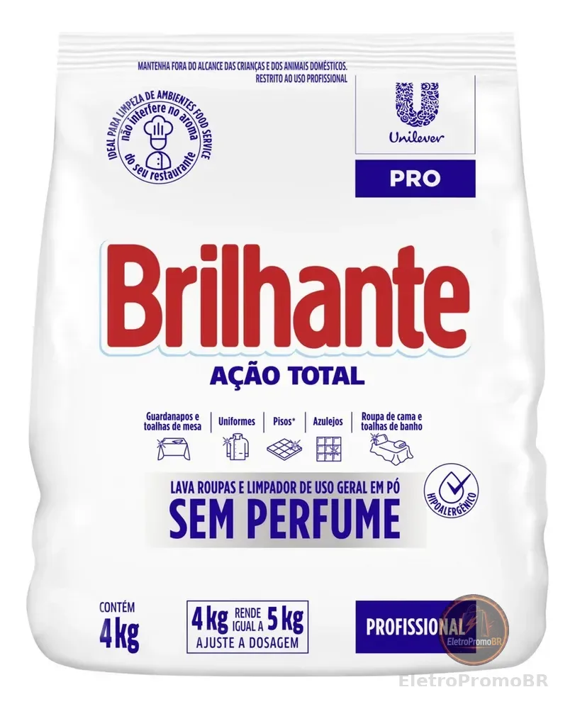 Sabão Em Pó Brilhante Profissional Ação Total 4 Kg