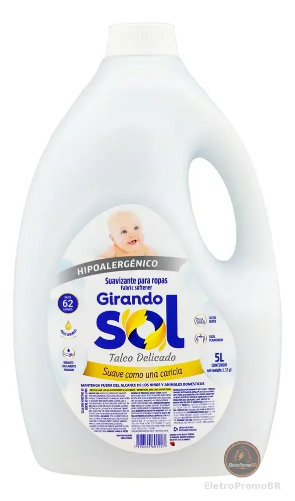 Amaciante de Roupa Diluído Talco Delicado Girando Sol Galão 5l