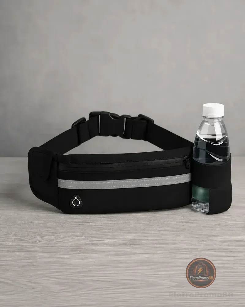 Pochete Slim Impermeável Porta Celular e Documentos Para Treino Academia Caminhada Fitness Ajustável Cor Preta Lemon Shark