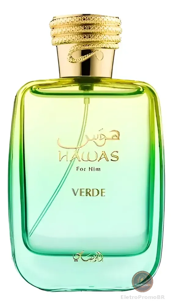 Perfume Rasasi Hawas Verde 100ml Cítrico Fresco Toques Aquáticos