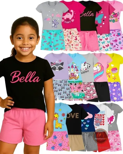 Kit 6 Peças Menina Roupa Infantil Shorts Verão