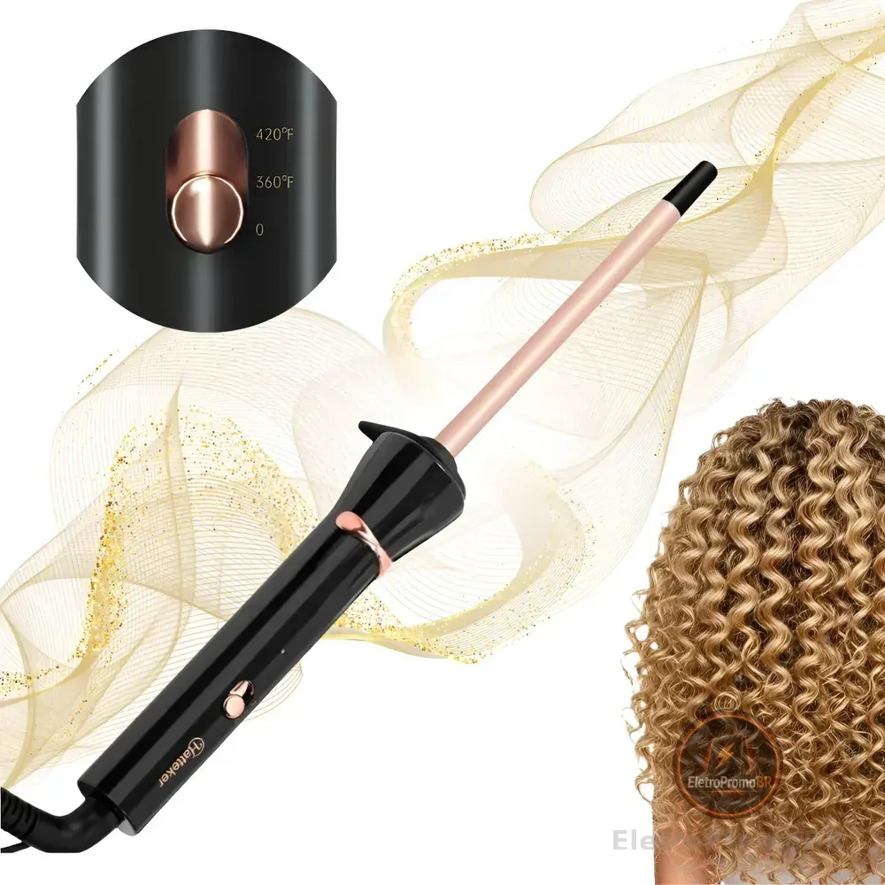 Hatteker Modelador de Barril Cerâmico 9mm Rose Cachos Definidos