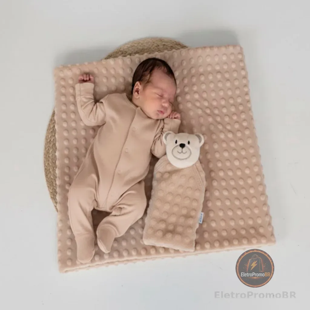 Manta Cobertor de Bebê c/ Naninha Para Menina Menino Infantil Mantinha Premium 02 Peças