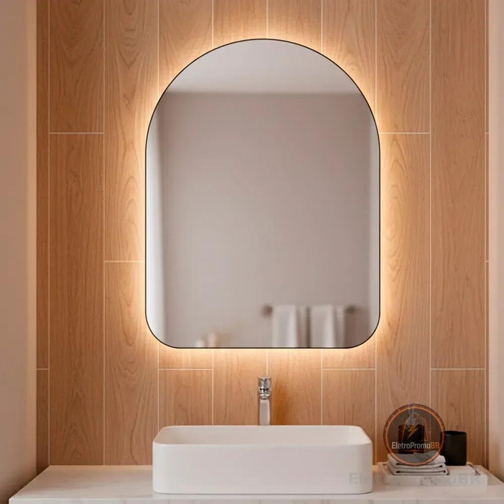 Espelho Orgânico Capela Led 44x64 Para Sala Quarto Banheiro Moldura Capela Led Frio