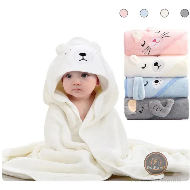 Toalha De Banho Infantil Com Capuz Felpuda Infantil Bebe Crianca Bichinhos Grande