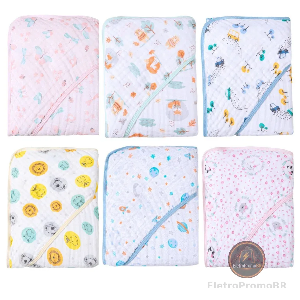 Toalha de Banho Fralda Soft com Capuz para Bebê  OU  Kit com 2, 3 ou 4 Toalhas