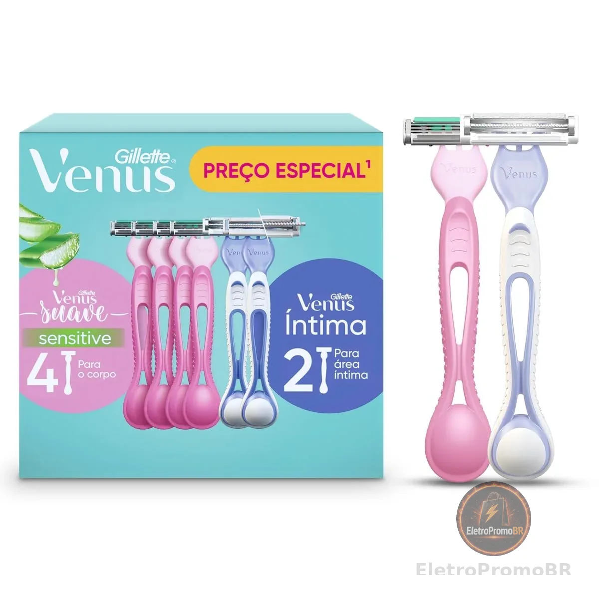Kit Aparelho de Depilação Gillette Venus Suave 4Un + Venus Íntima 2Un
