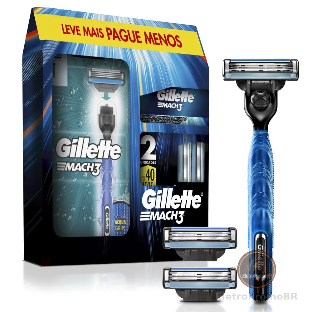 Kit Gillette Mach3 Aparelho de Barbear 1 Ud + Cargas 3 Uds