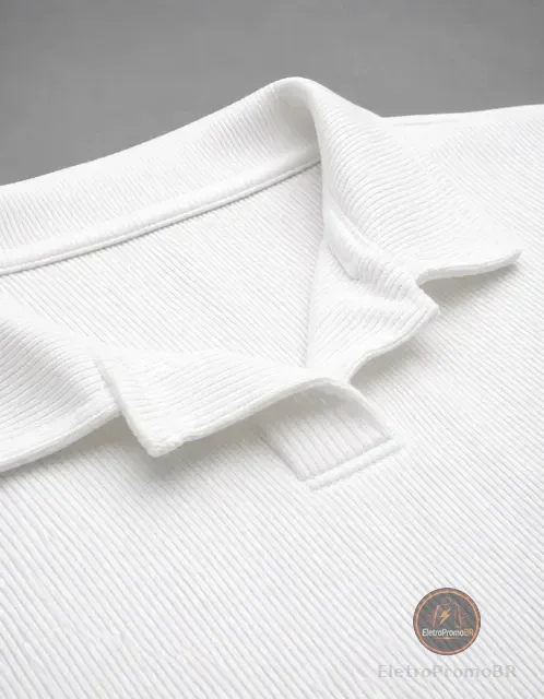 Camisa Camiseta Polo Masculina Texturizada Sem Botão