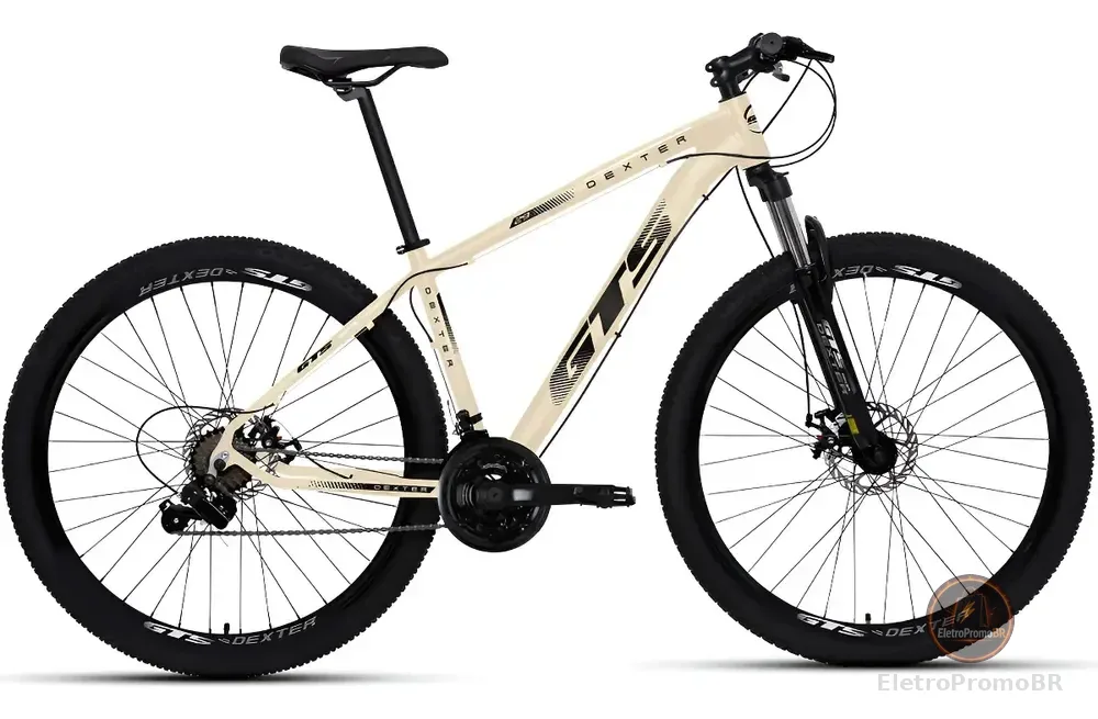 Bicicleta Aro 29 Gts Dexter 24 Marchas Freio A Disco Cor Bege Com Preto Tamanho Do Quadro 17