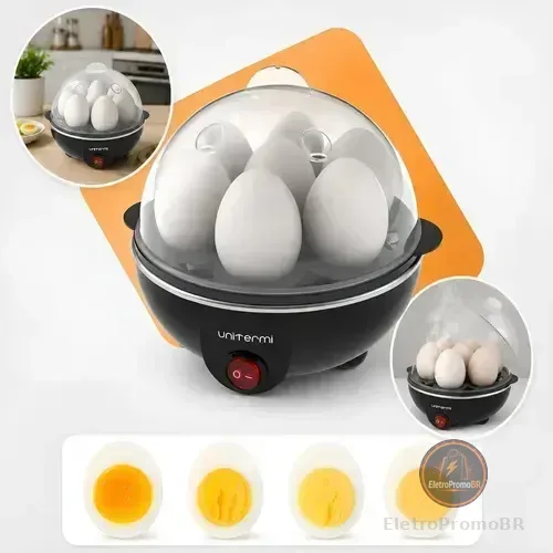 Cozedor De Ovos Elétrico Portátil Cozinha À Vapor cor Preto