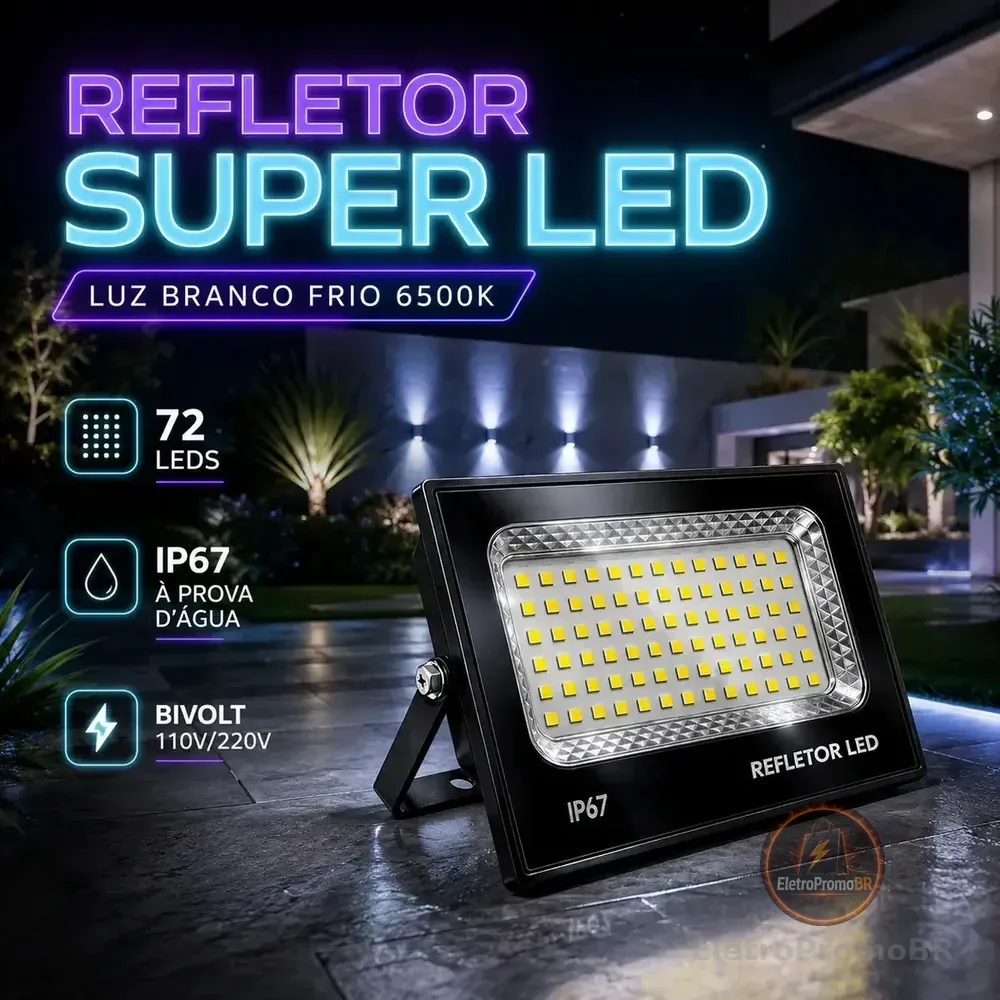 Kit 3 Refletores LED Double Wise 300W Branco Frio 6500K IP67 Montável
