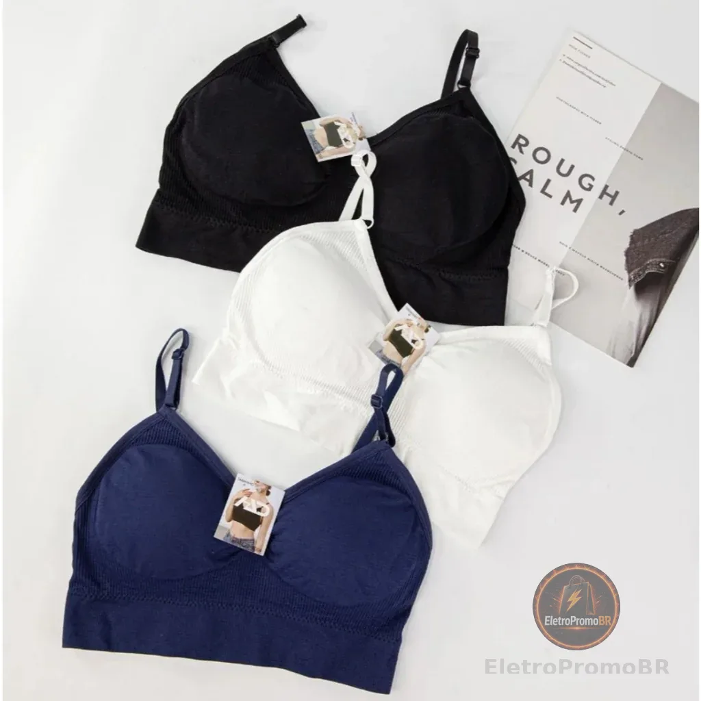 Jcolour Kit 2 Sutiã Reforçado Com Alça Regulável Bojo Removível sutiã esportivo Cores sortidas