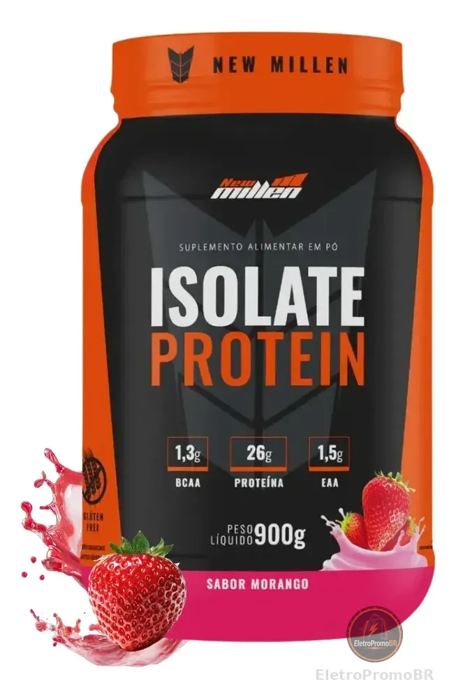 Whey Isolate Protein 900g - Morango - New Millen Morango