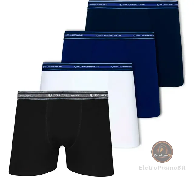 Kit 4 Cuecas Boxer Lupo Algodão Confortável Box Original