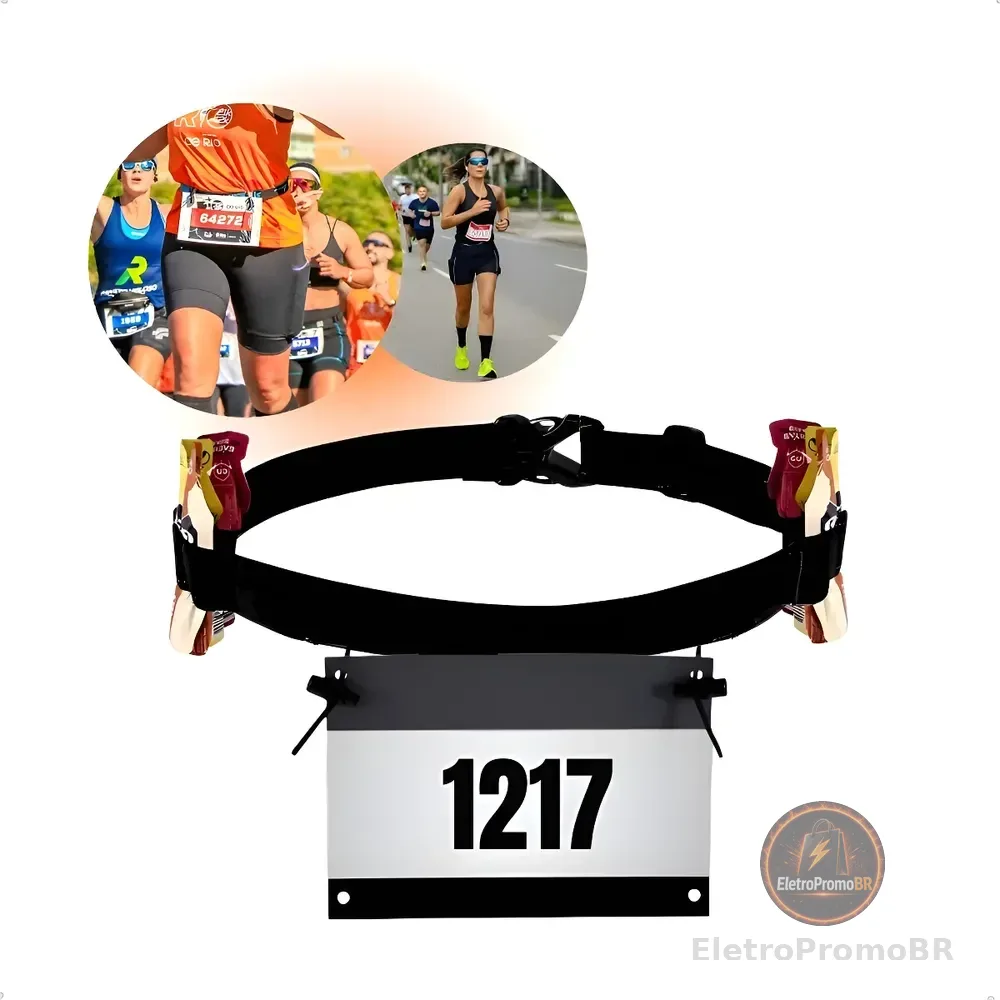Cinto Porta Numero Para Corrida Triathlon Ciclismo Carbo Gel Preto