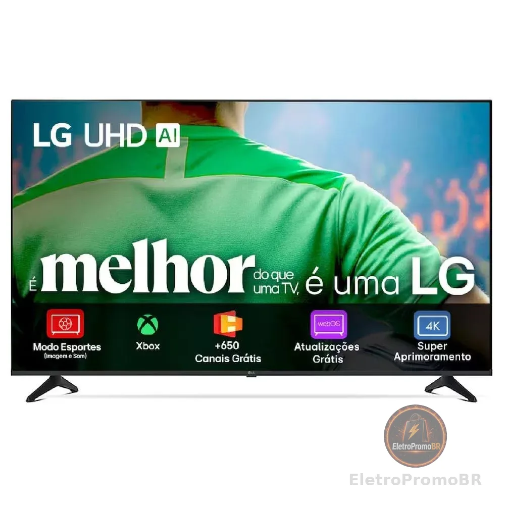 Smart TV LG UHD AI UA75 43 polegadas HDR10 Pro Processador α7 AI Ger 8 webOS 25