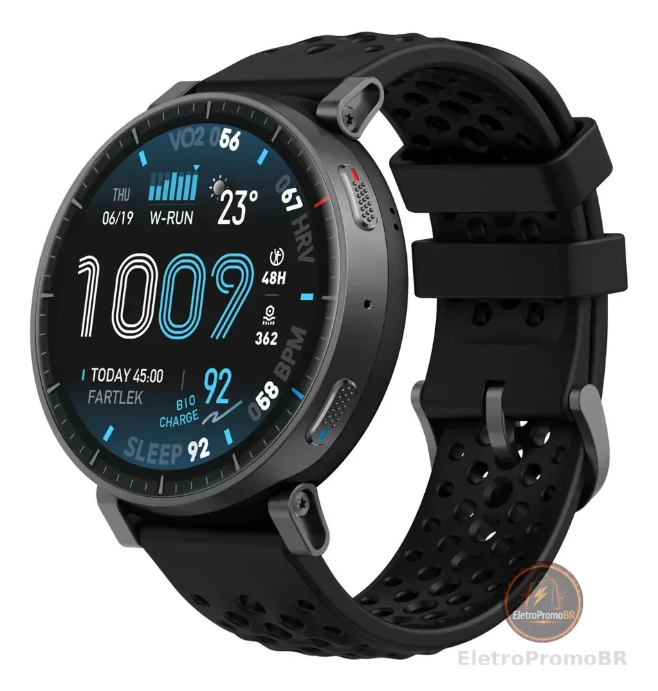 Relógio Inteligente Amazfit Active Max Amoled 1,75 Gps 5atm Cinza Silicone Preto