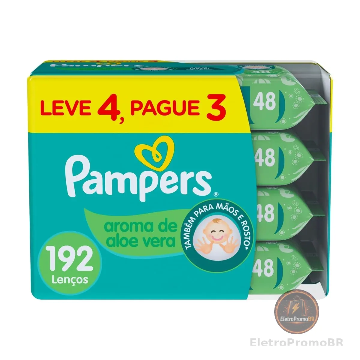 Lenços Umedecidos Pampers Aroma de Aloe Vera 192 Unidades