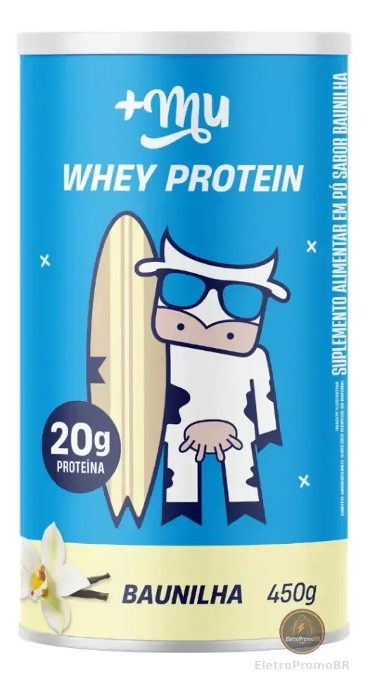 Suplemento Alimentar Whey Concentrado 20g de proteína Pote 450g Sabor Baunilha +mu