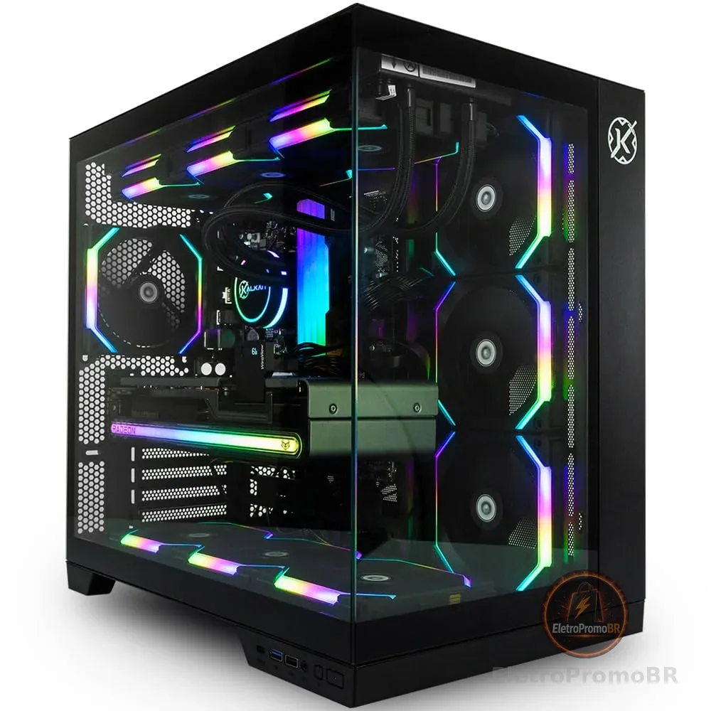 Gabinete Gamer Kalkan Asgard Preto Aquário sem fans KLK00040