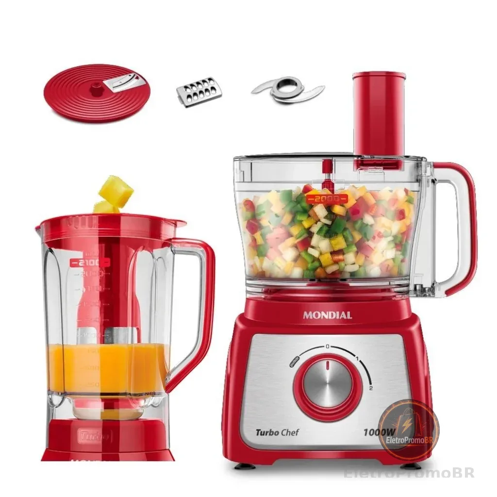 Multiprocessador Turbo Chef Mondial 5 em 1 MPN01B Vermelho