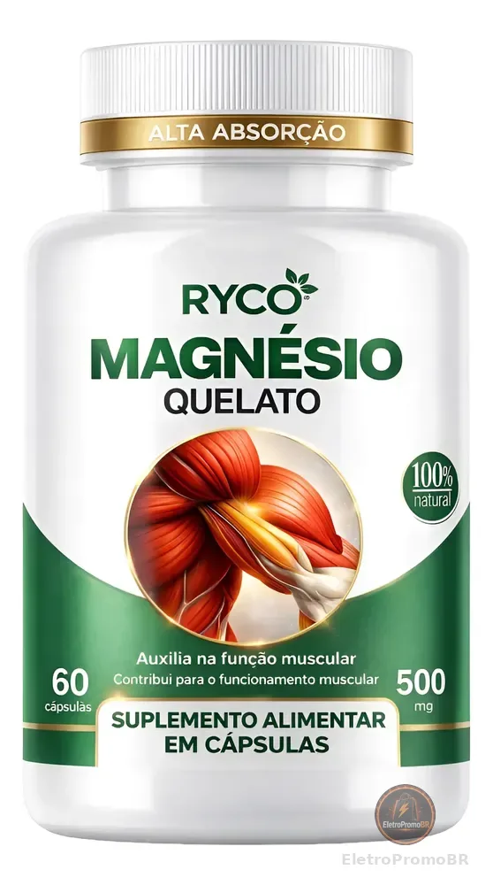 Magnésio Quelato 500mg Ryco 60 Cápsulas Sem Sabor