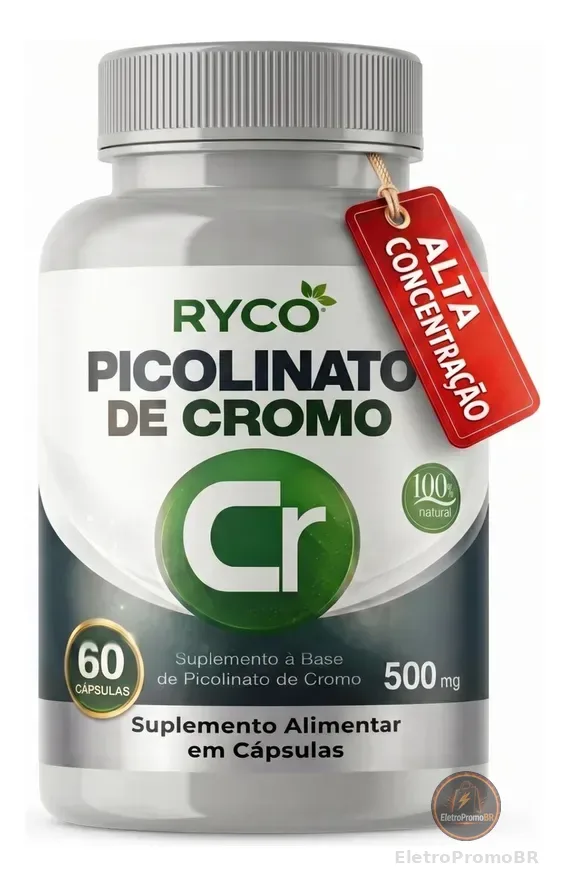 Picolinato De Cromo 500mg 60 Cápsulas Ryco Sem Sabor