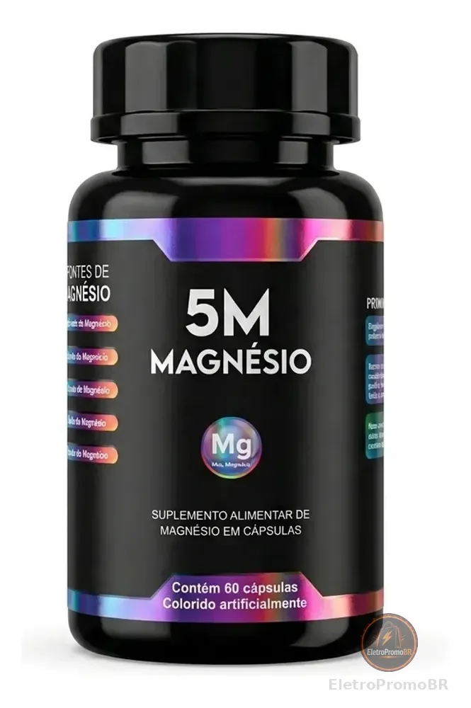 Magnésio 5M Penta 5 Em 1 - Treonato + Dimalato + Bisglicinato Quelato + Citrato - Nação Verde 60 Cápsulas Sem Sabor