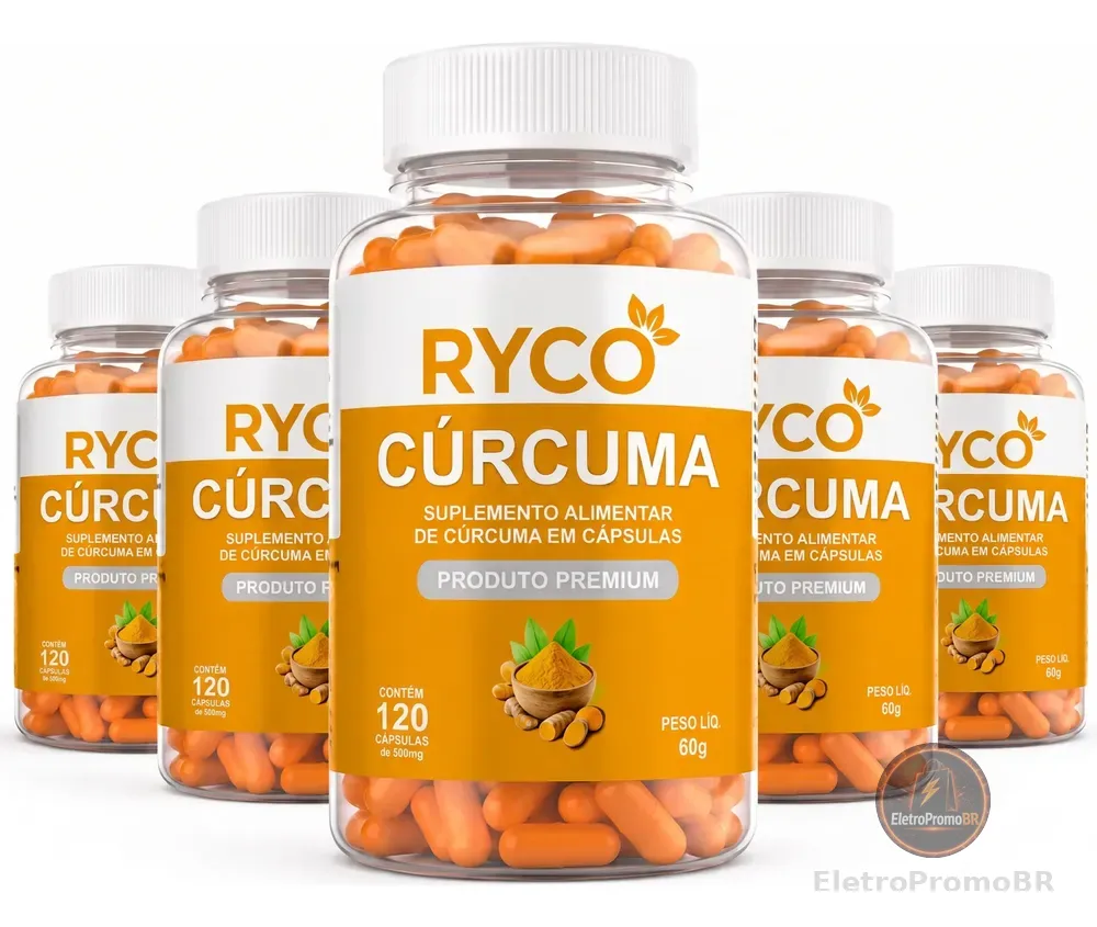 5x Potes 600 Cápsulas Cúrcuma Extra Pura 500mg
