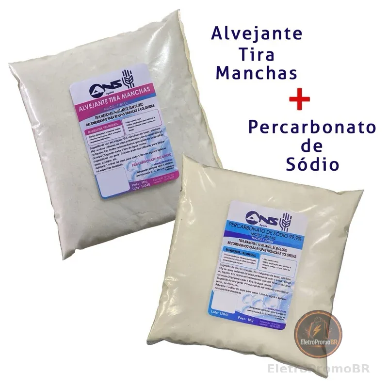 Tira manchas alvejante 1kg + Percarbonato de sódio 1kg