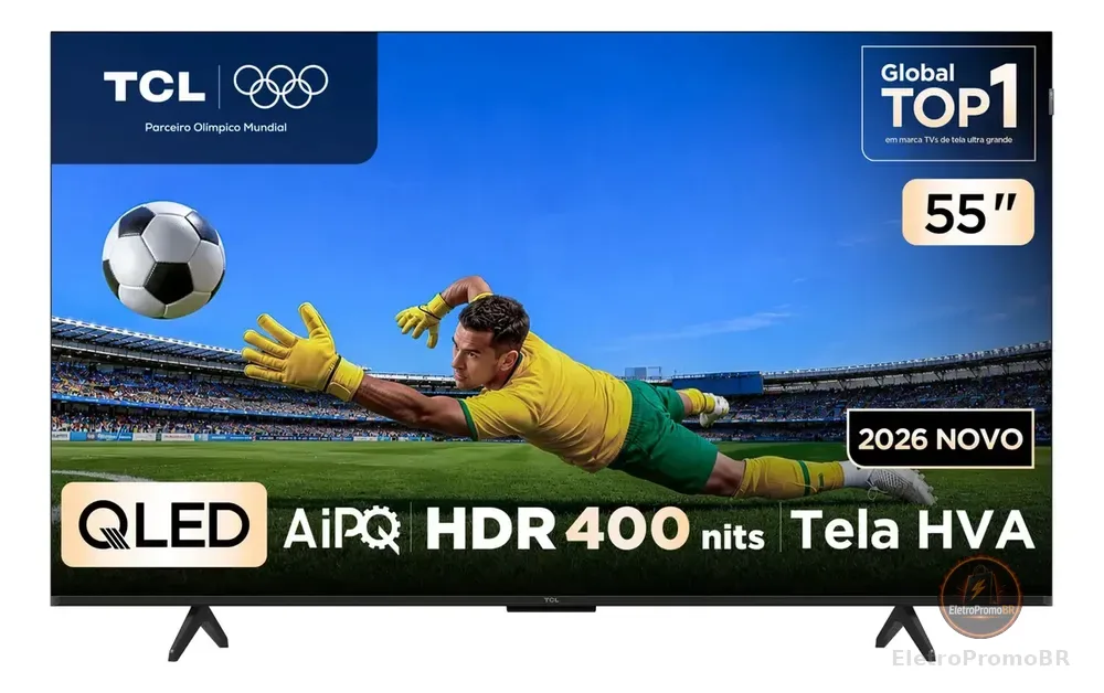 Smart TV TCL 55 Polegadas QLED 4K P7L WiFi Bluetooth Google TV HDR10+ 120 Hz VRR AIPQ 55P7L