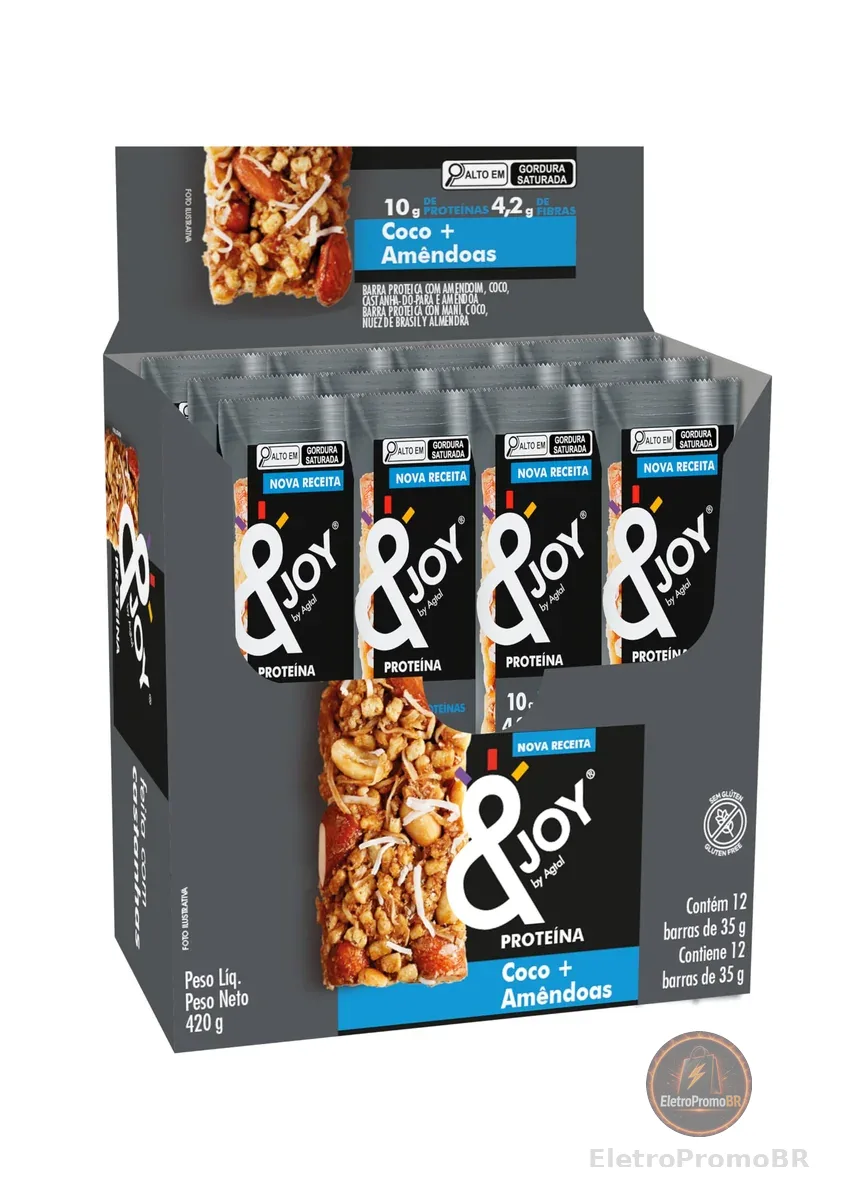 &Joy Barra De Proteína Enjoy Coco E Amêndoas 35 G 12 Unidades