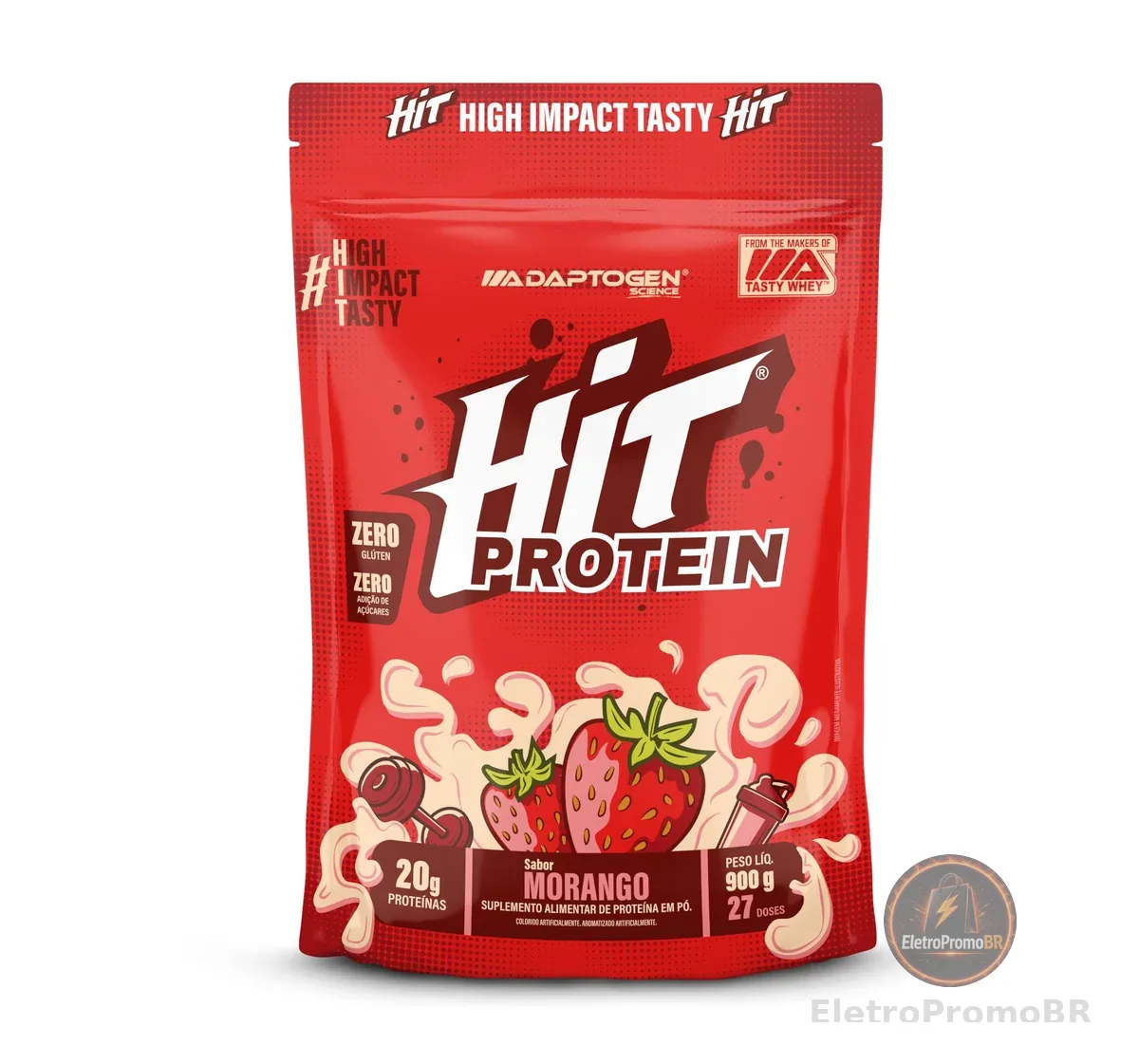 HIT Protein (900g) Sabor Morango – Adaptogen Scinece | 20G Proteina por dose