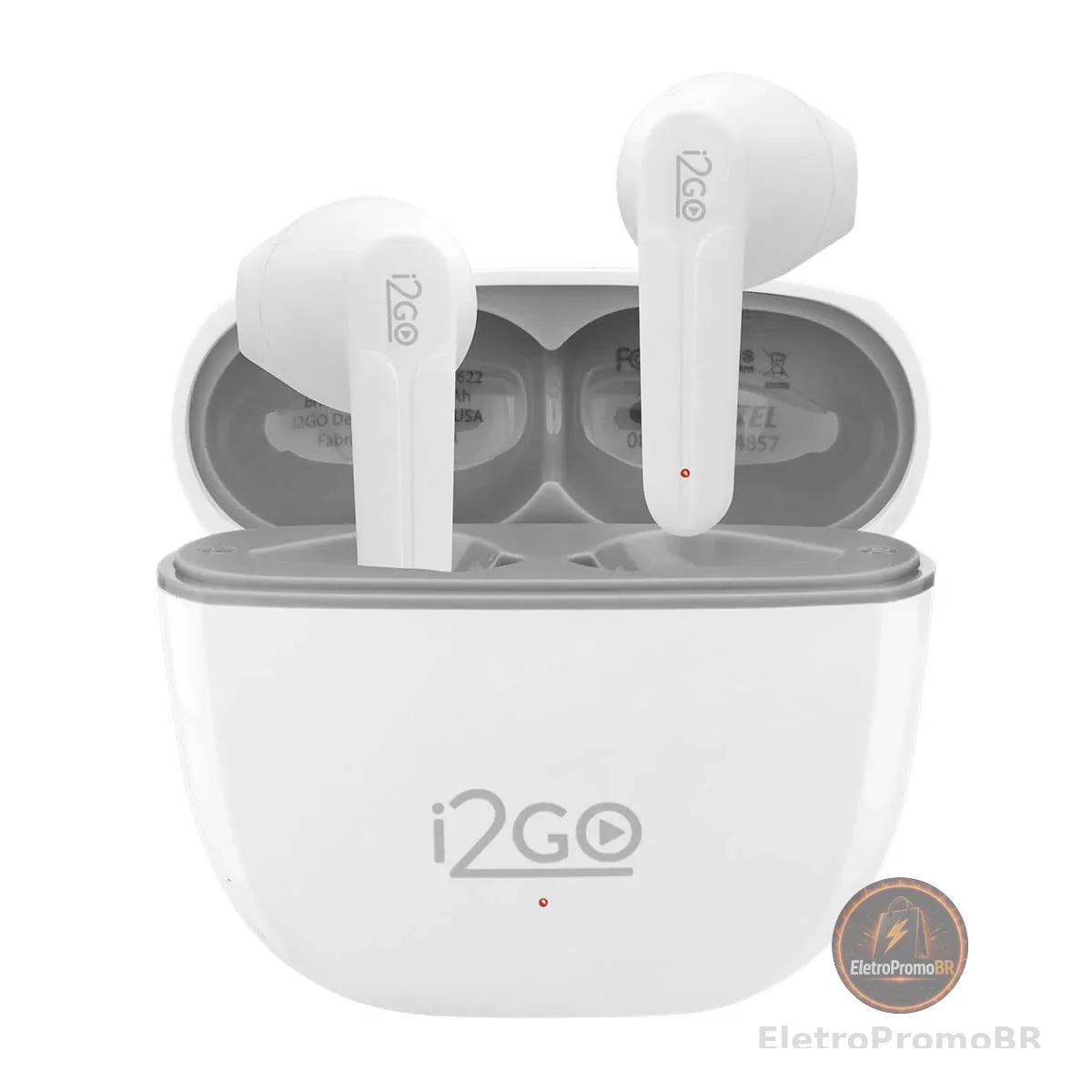I2GO, Fone De Ouvido, TWS, Bluetooth, 20 Horas totais de Bateria, ENC, Air Sound Go 2.0, Branco, i2GO PRO