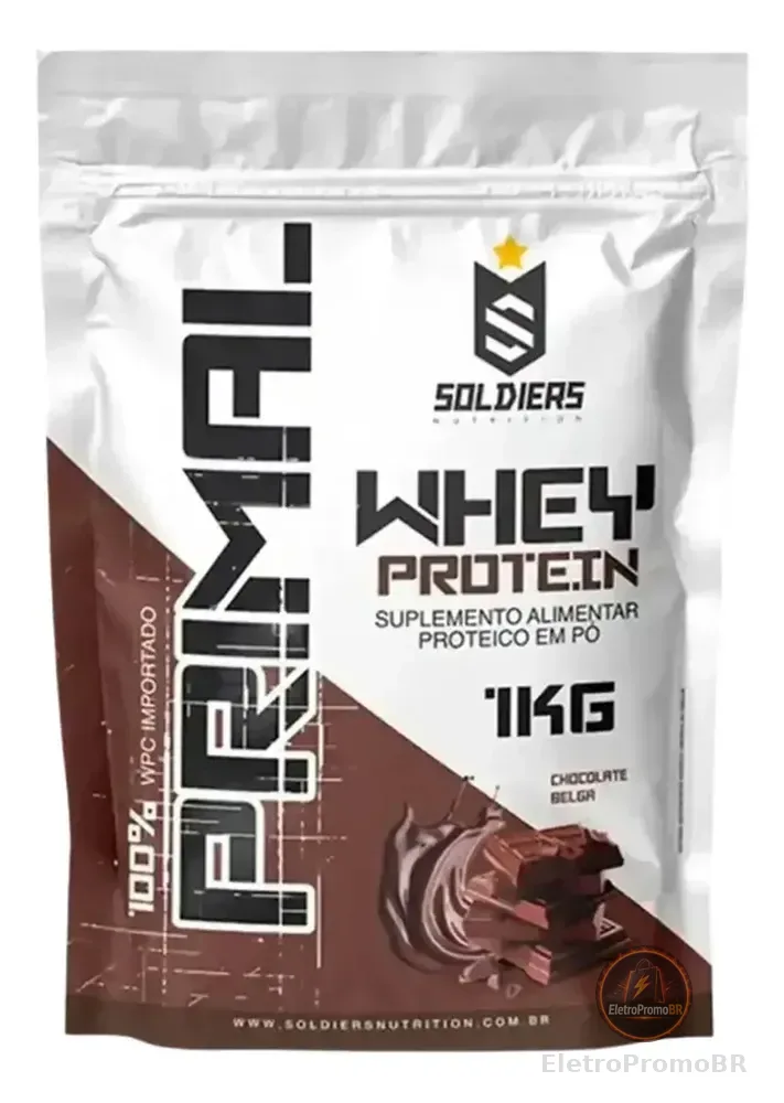 Whey Protein Primal 1kg - Soldiers Nutrition Sabor Chocolate belga