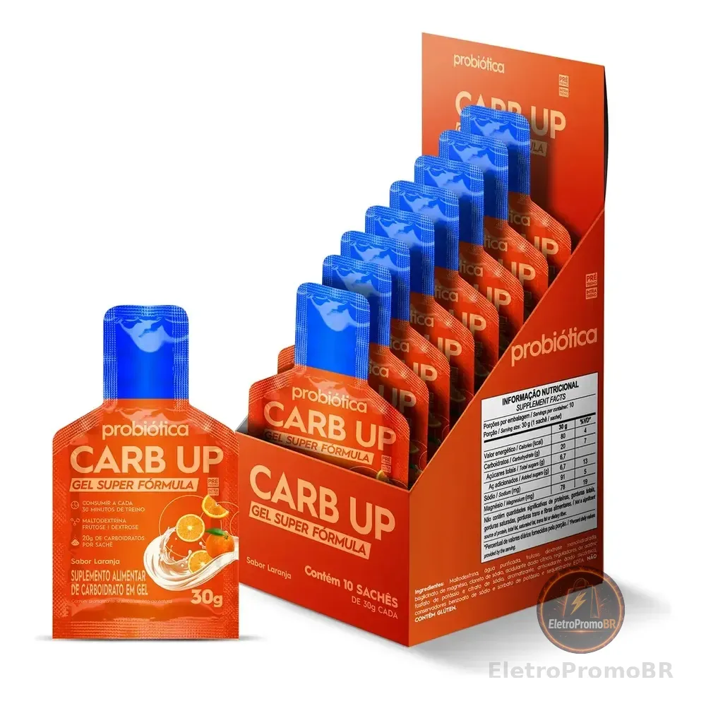 Carb Up Gel Caixa 10 Sachês - Probiótica Laranja