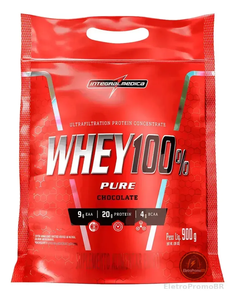 Whey Protein 100% Pure 900g Refil - Integral Médica Sabor Chocolate
