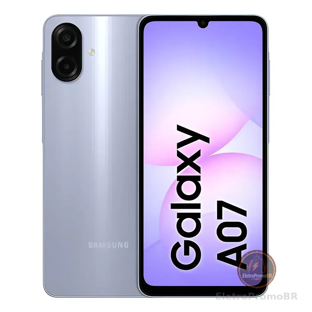 Celular Samsung Galaxy A07 128gb, 4gb, Câmera 50mp, Tela 6.7 , Proteção Ip54, Processador 6nm - Violeta