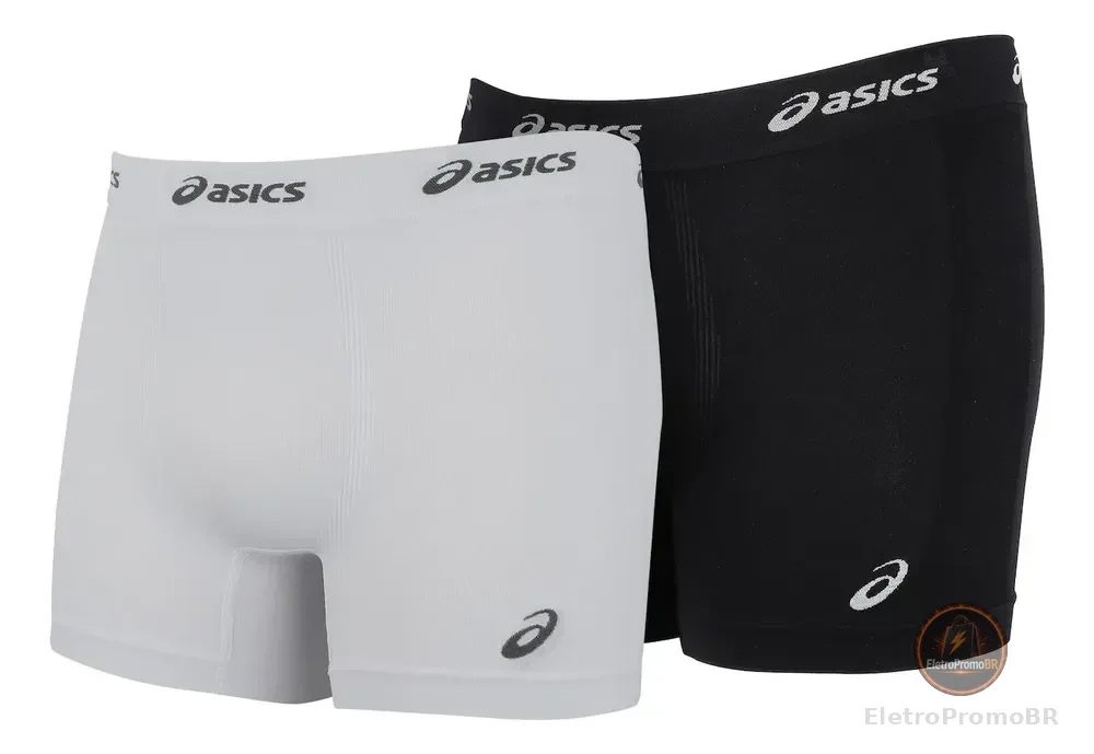 Kit De 2 Cuecas Asics Boxer Sem Costura Adulto Preto/branco G