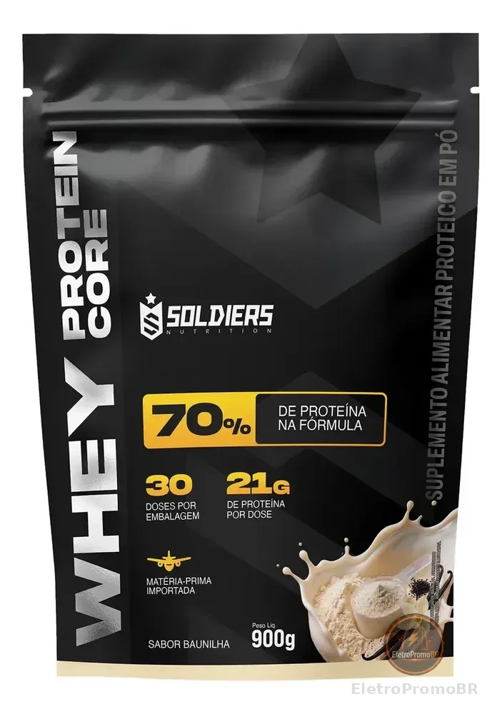 Whey Core 70% de Proteina Concentrada - Baunilha 900g - Soldiers Nutrition