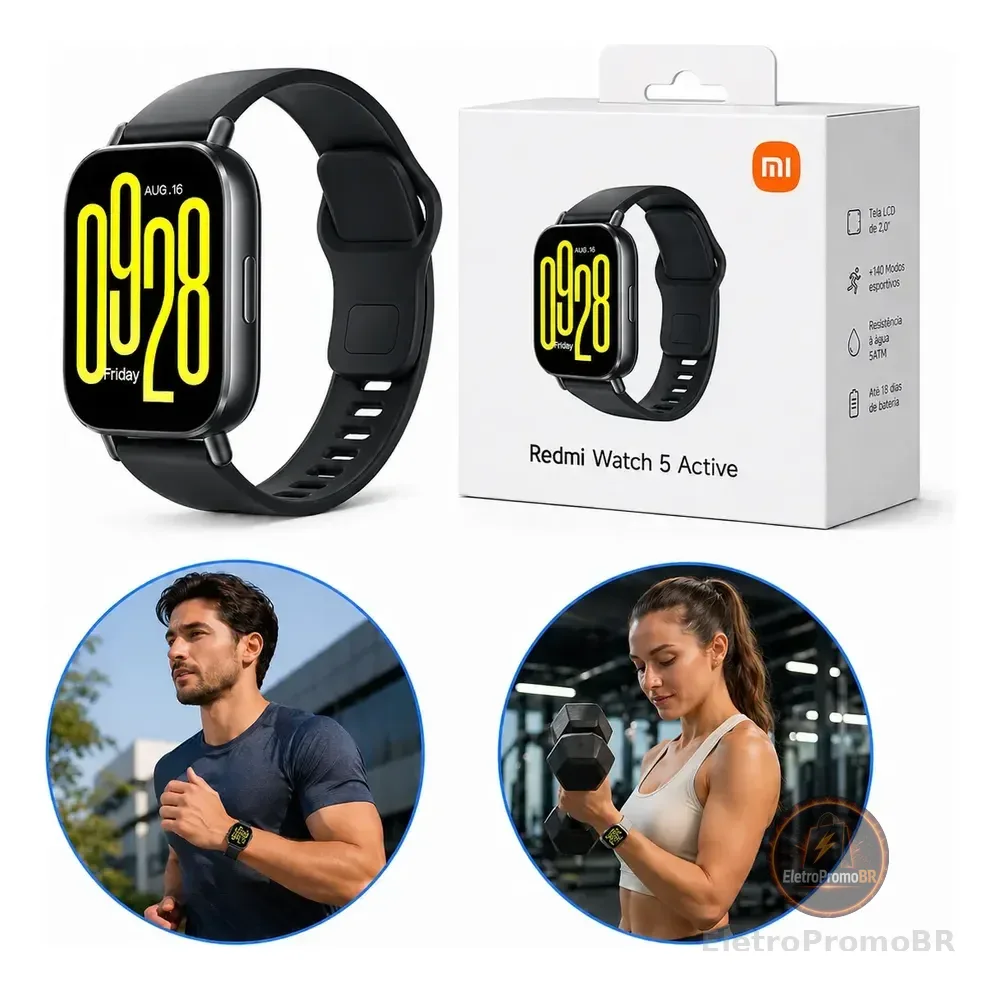 Relógio Smartwatch Redmiwatch 5 Active Prata Xiaomi Original Branco Preto Prateado